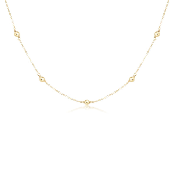 eNewton 17-inch simplicity chain gold choker necklace with classic 4mm gold bead stations on white background
