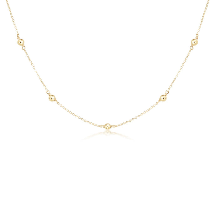 eNewton 17-inch simplicity chain gold choker necklace with classic 4mm gold bead stations on white background