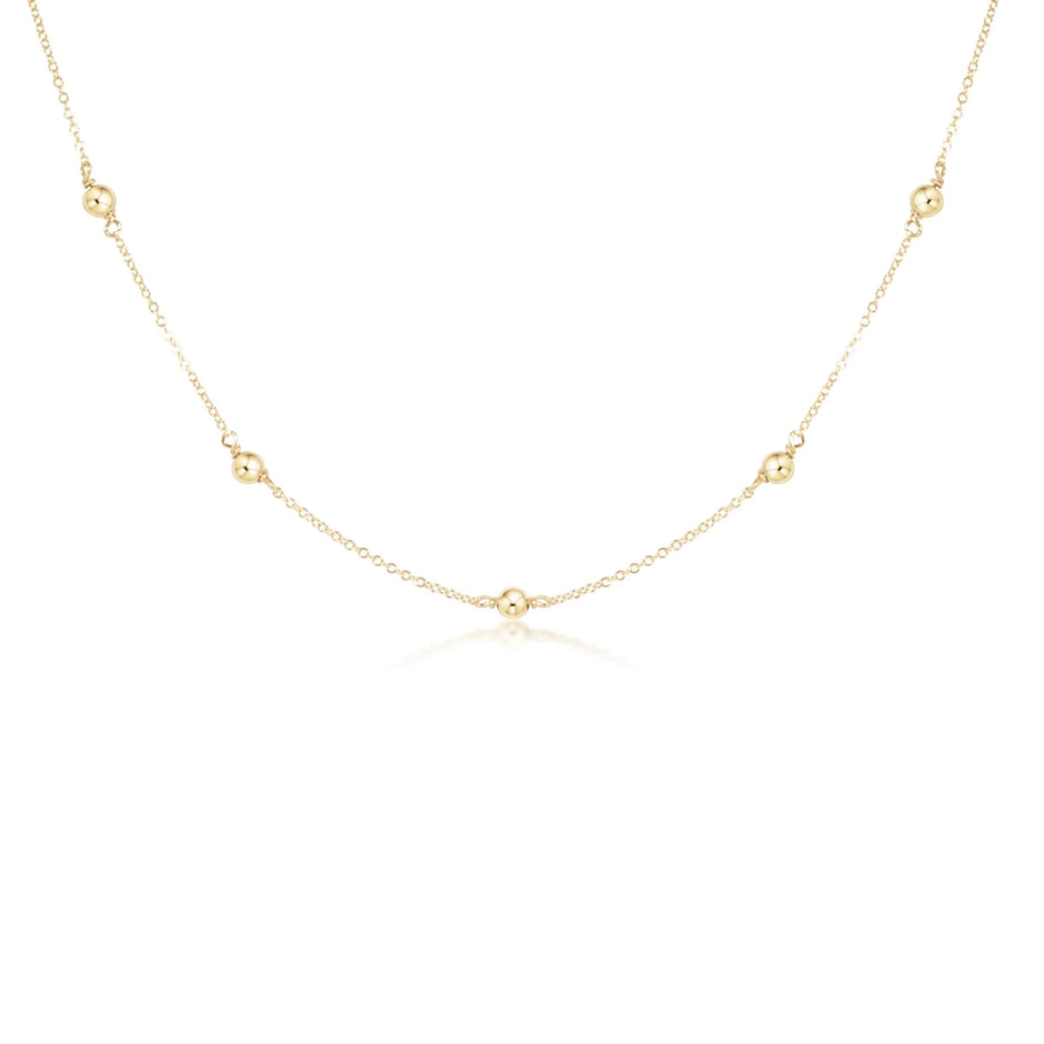 eNewton 17-inch simplicity chain gold choker necklace with classic 4mm gold bead stations on white background
