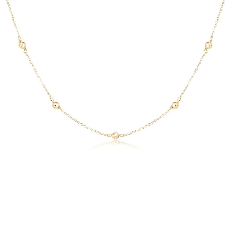 eNewton 17-inch simplicity chain gold choker necklace with classic 4mm gold bead stations on white background