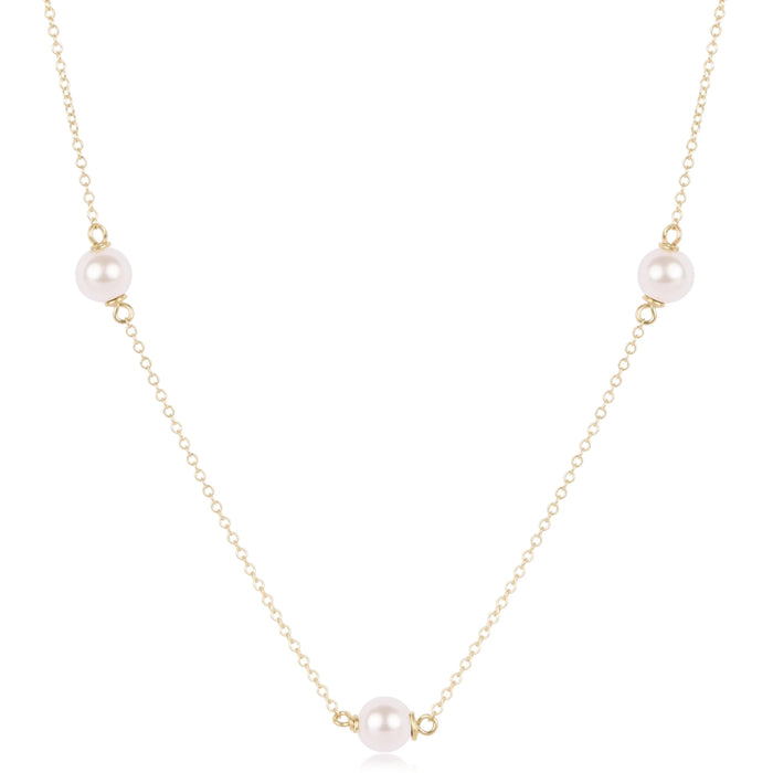 eNewton 17-inch simplicity chain gold choker necklace with 6mm pearl stations on white background