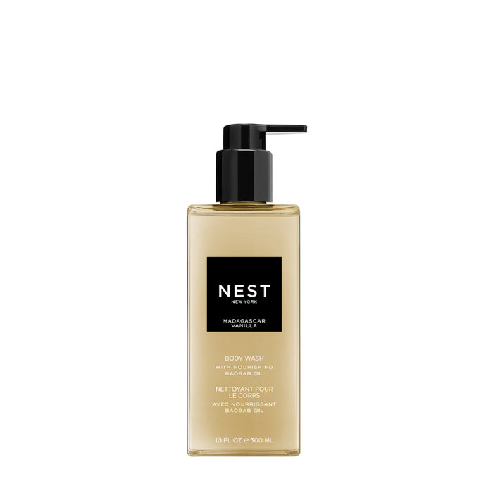 NEST body wash bottle with pump on a white background