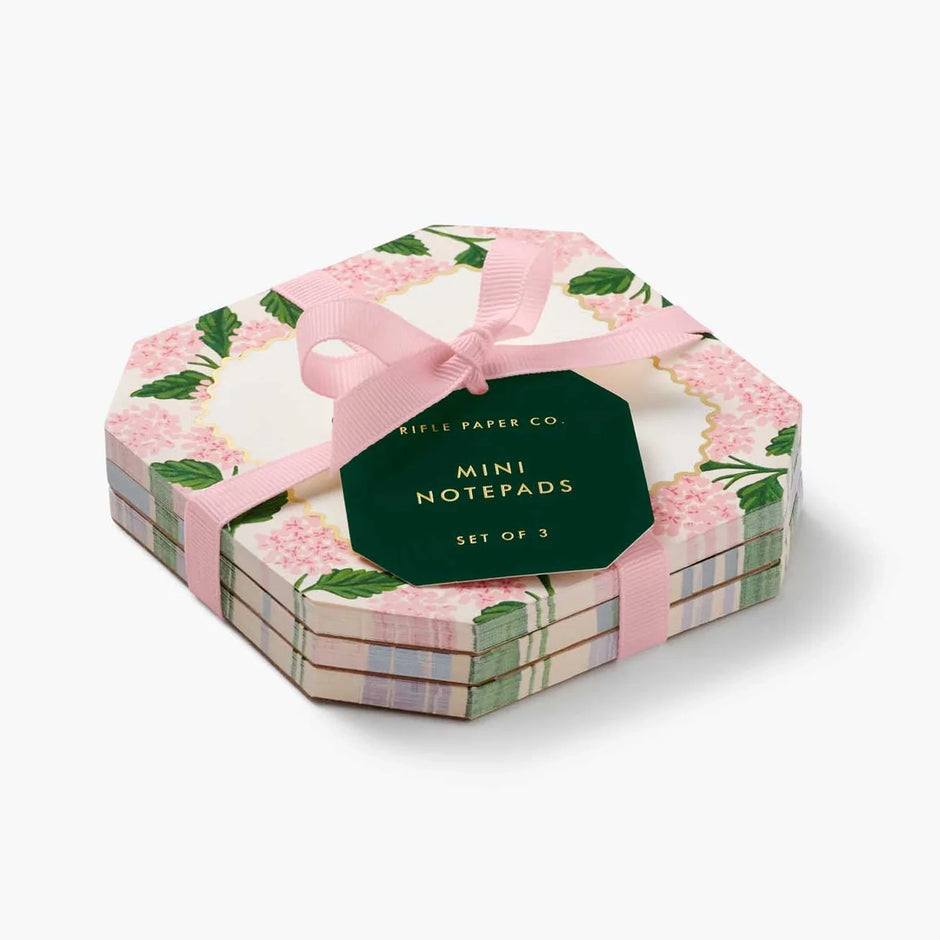 RIFLE PAPER CO | Pink Hydrangea Mini Notepad Trio