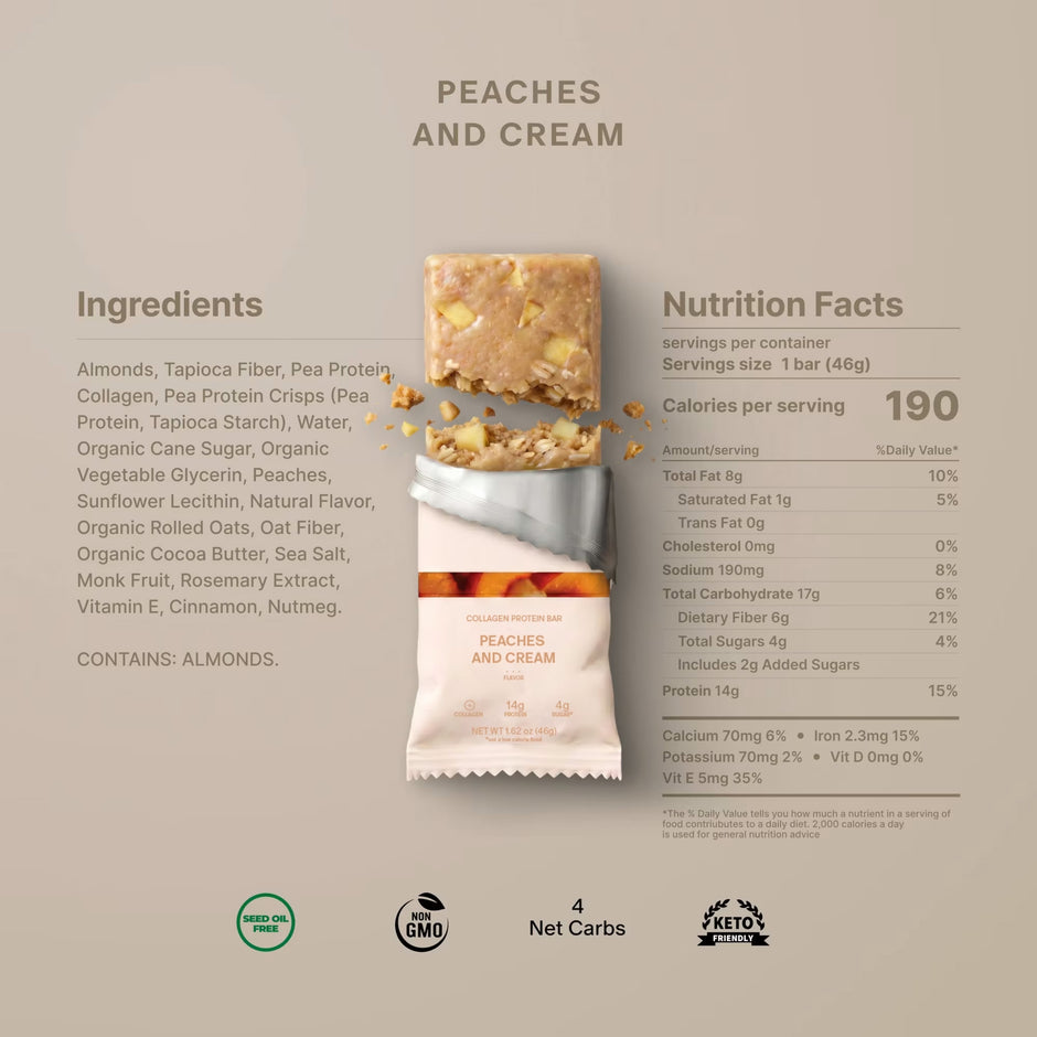 STARS + HONEY | Peaches and Cream Collagen Protein Bar