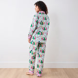 Printfresh Mahjong Menagerie Long PJ Set in Pale Jade, back view