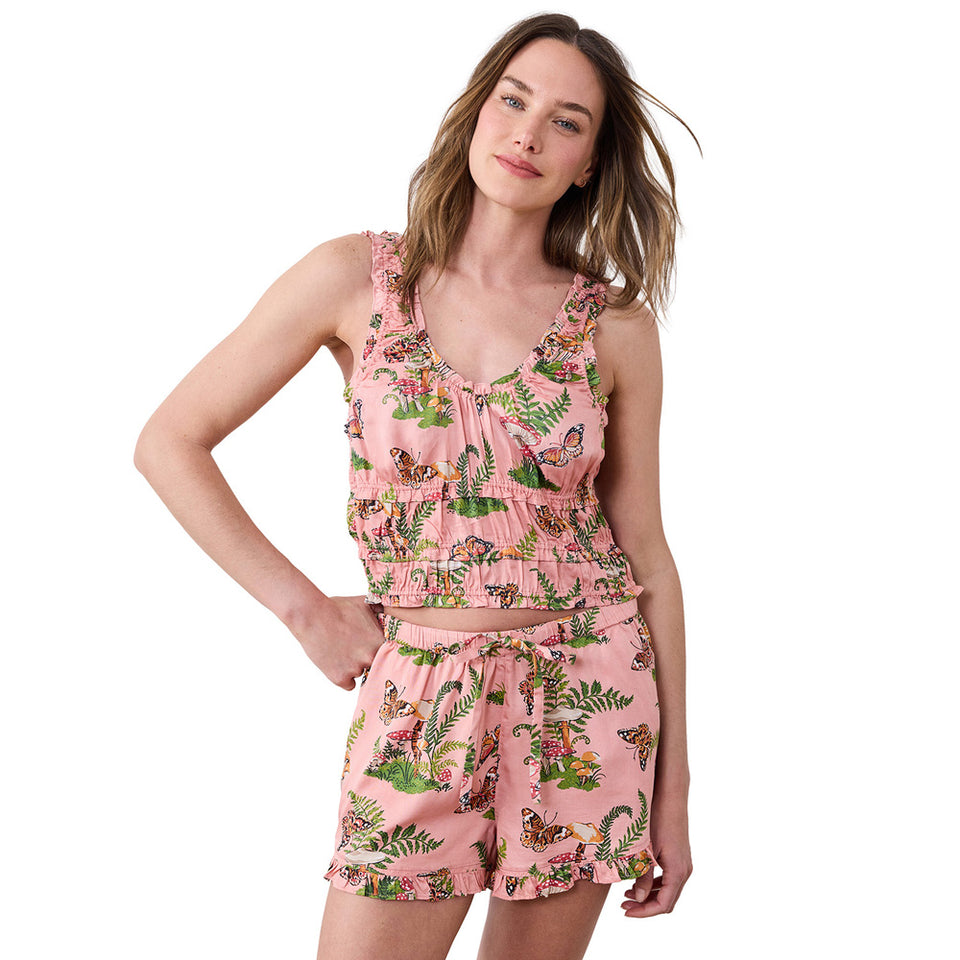 PRINTFRESH | Butterfly Forager Sadie Short Set in Rosewood