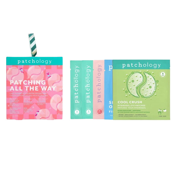 Patchology Patching All The Way kit box with five eye patch packets