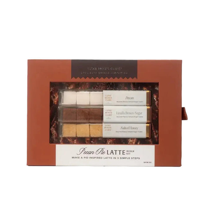 Pecan Pie Latte Mixer Kit box with three tubes of mixer cubes
