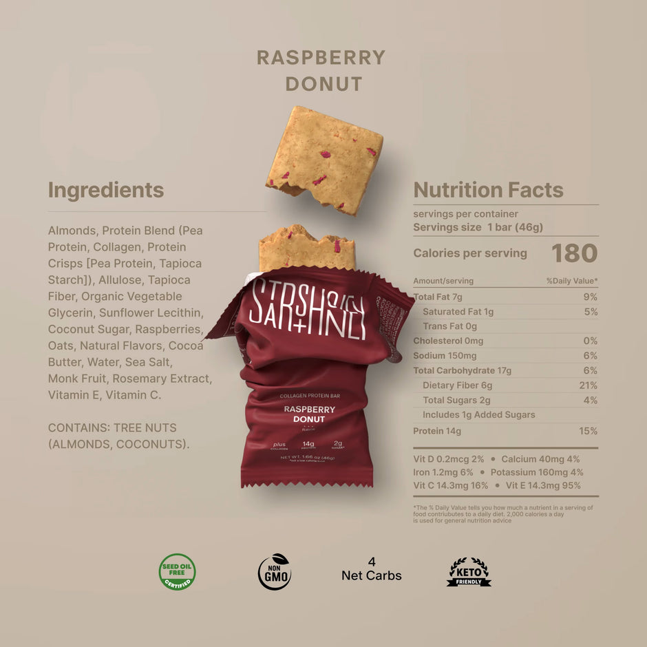 STARS + HONEY | The Raspberry Donut Collagen Protein Bar