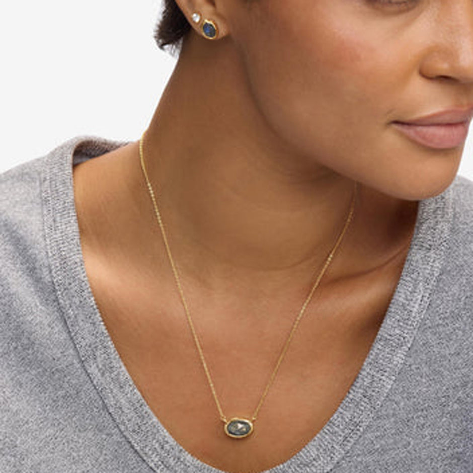 MELINDA MARIA She’s a Boss Pendant Necklace Labradorite