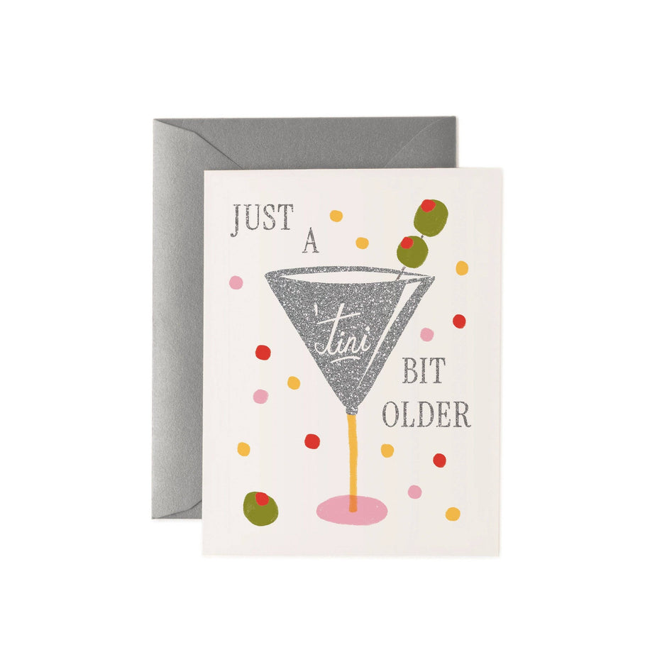 Rifle Paper Co. 'Just a Tini Bit Older' birthday card with martini cocktail and fruit illustration