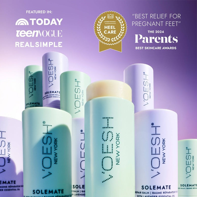 VOESH NEW YORK Heel Repair Duo Lavender with award badges and featured media logos