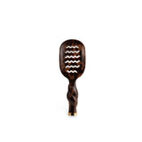 TELETIES Mini Vented Brush Tortoise - Brown tortoiseshell hair brush with twisted handle