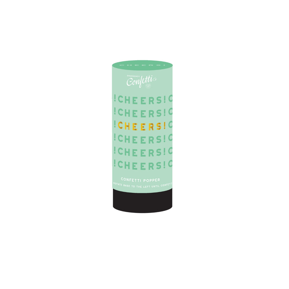 Emergency Confetti Cheers Confetti Popper in seafoam green with black base