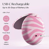 USB-C rechargeable compact mirror with 30-day battery life, compatible with laptops and power banks