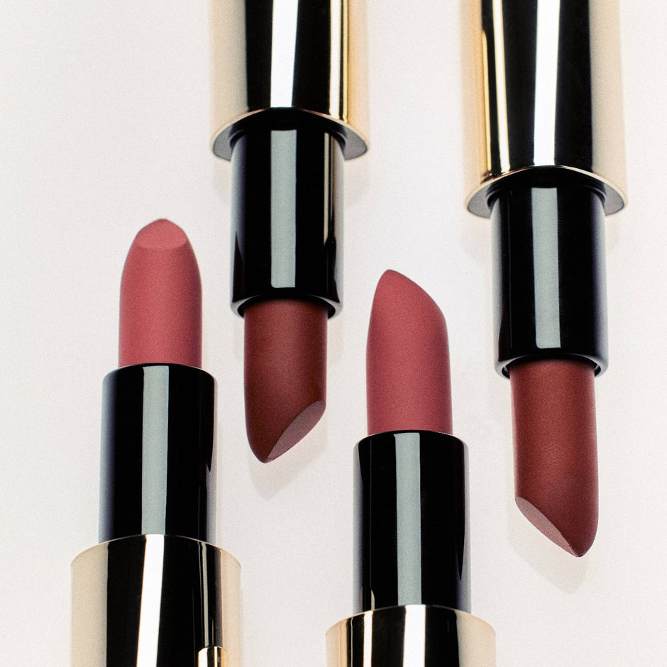 CLE Cosmetics Barely Said Lipstick in multiple shades displayed against white background
