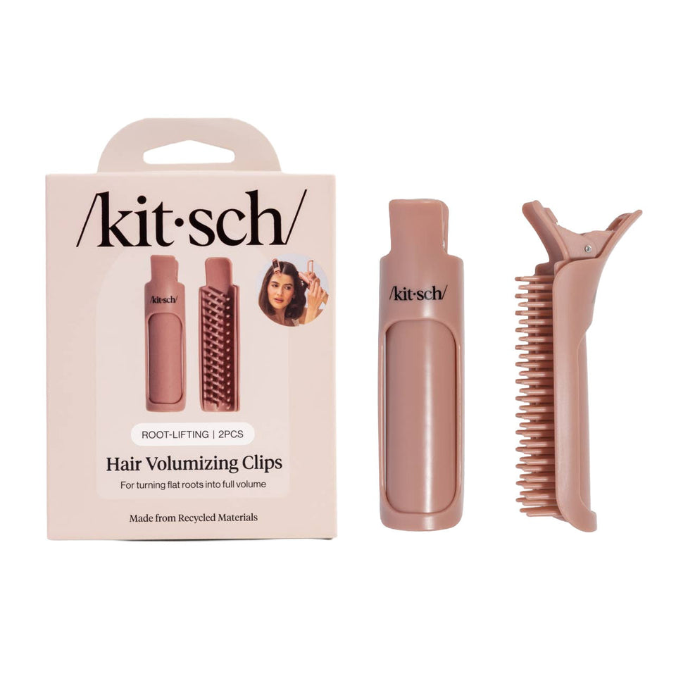 Kitsch Hair Volumizing Clips 2-piece set in terracotta with packaging displayed on white background