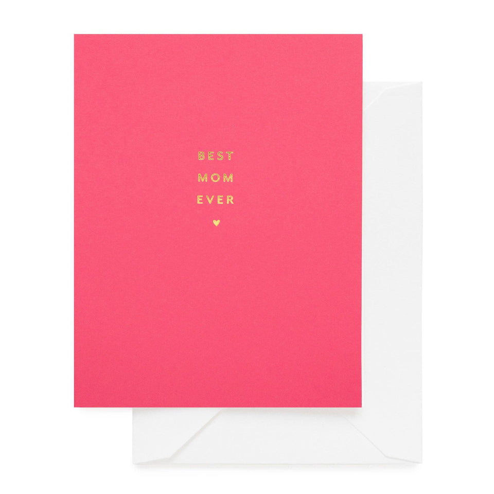 Pink card with 'Best Mom Ever' text and a heart on a white background