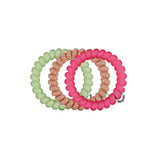 TELETIES Summer Crush Large Hair Ties in neon green, pink, and striped patterns on black background