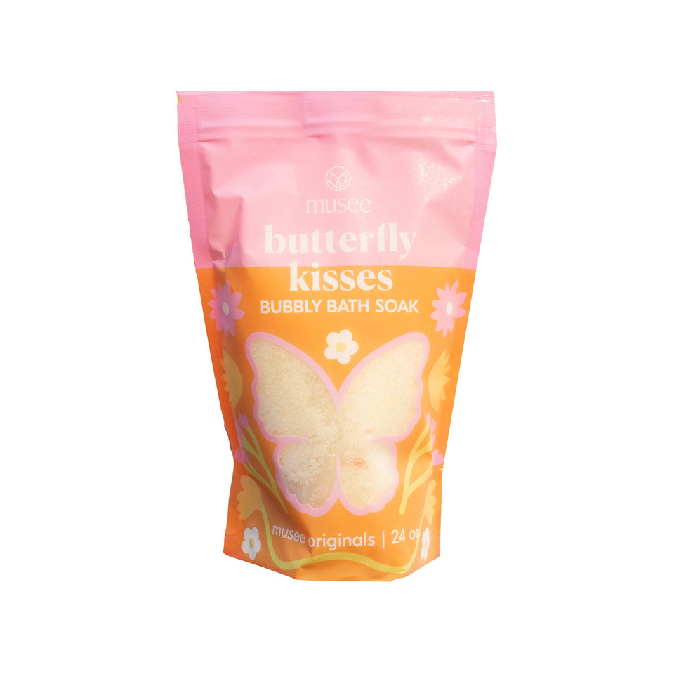 Muse Butterfly Kisses Bubbly Bath Soak packaging on a white background