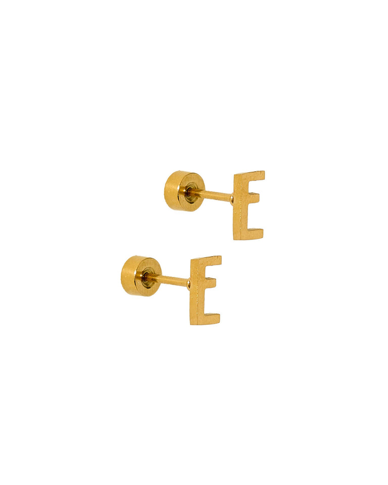 LINNY CO | Screwback Stud Earrings - Initial E