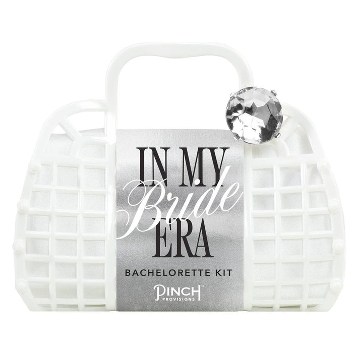 PINCH PROVISIONS In My Bride Era Bachelorette Kit white quilted bag with crystal ring