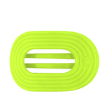 TELETIES Flat Round Palm Glow Large hair tie in neon yellow on black background