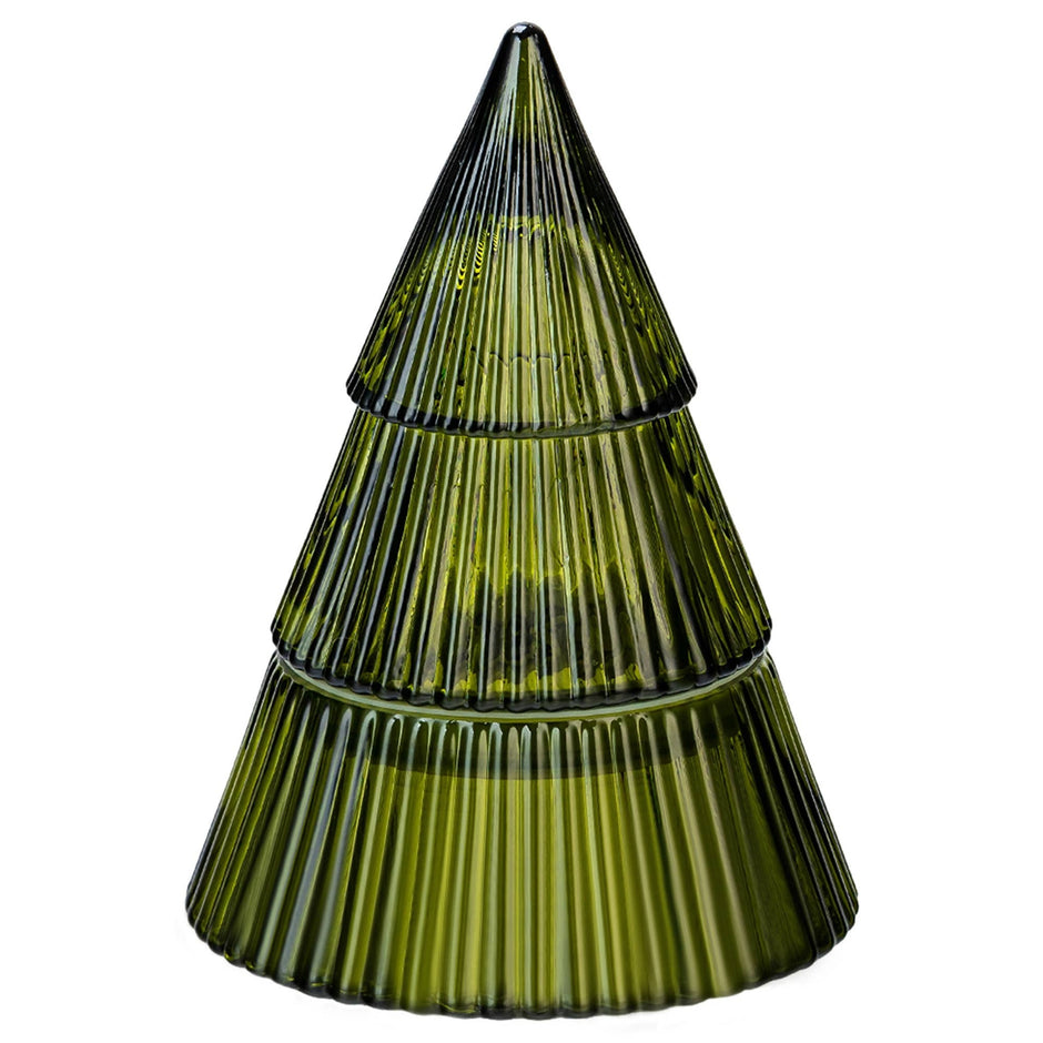 Fraser Fir Soy Candle in green glass tree jar, 8.5 oz by Sweet Water Decor