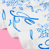 White bride hair scarf with blue floral pattern, XO FETTI wedding accessory