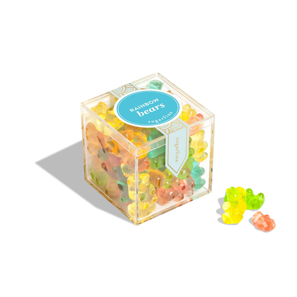 Sugarfina Rainbow Bears small gummy candy box with colorful bear-shaped candies displayed