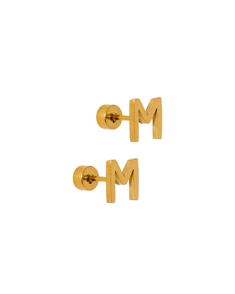 LINNY CO | Screwback Stud Earrings - Initial M