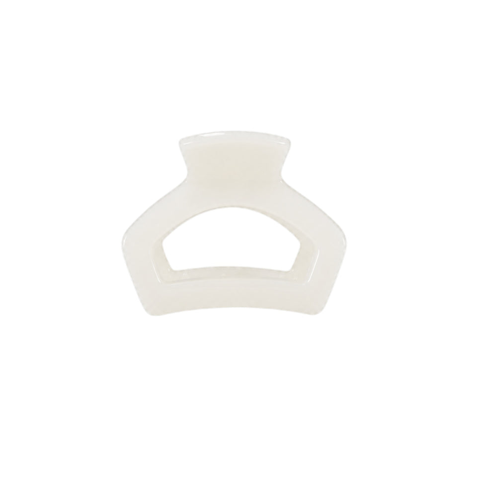 TELETIES Open Coconut White Petite Hair Clip - minimalist white claw clip on black background