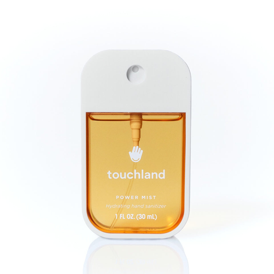 Touchland Power Mist hydrating hand sanitizer in Spiced Pumpkin-Tini flavor, 1 fl oz bottle