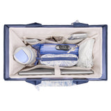 Blue Case-Mate Tote Organizer open displaying organized compartments with accessories and essentials