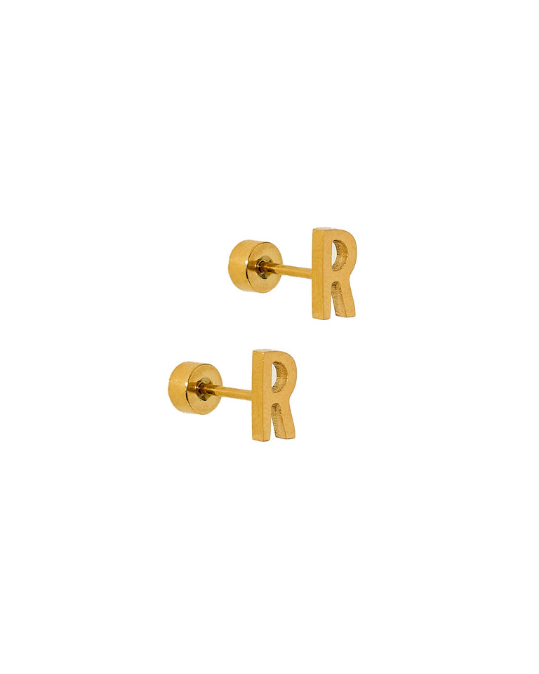 LINNY CO | Screwback Stud Earrings - Initial R