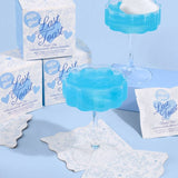 Last Toast Bridal Blue cotton candy glitter bombs with packaging boxes and cocktail glasses