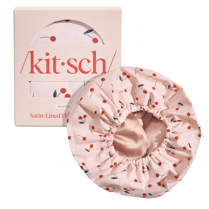 Kitsch-satin-lined-shower-cap-cherry