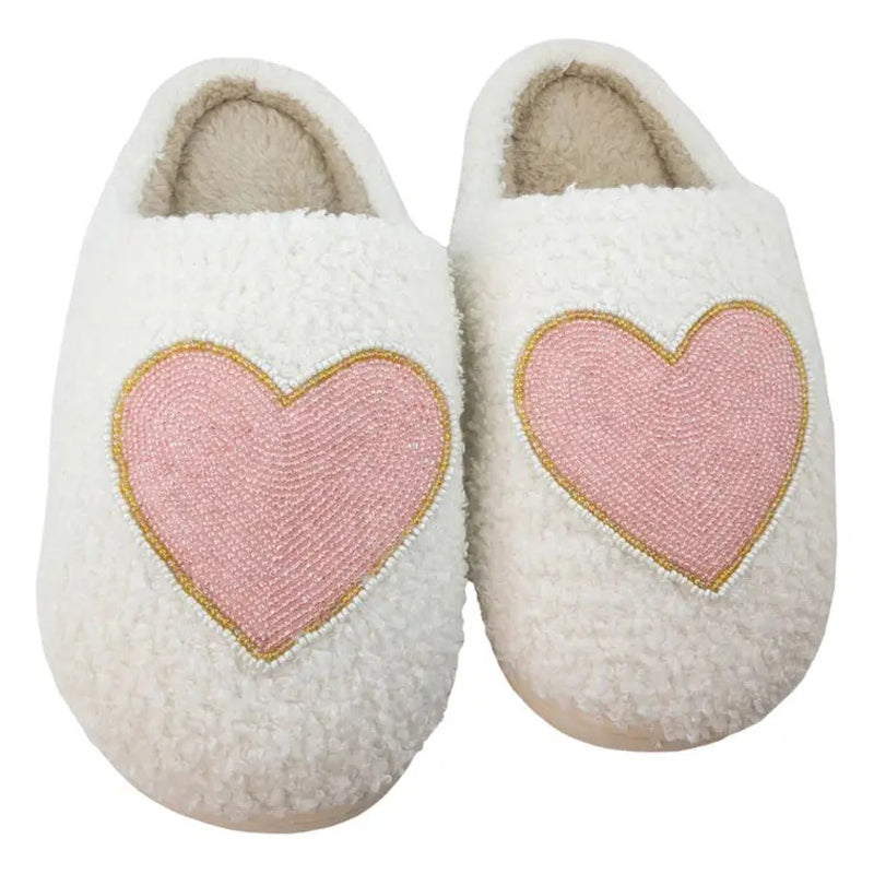 KATYDID-Beaded-Pink-&-Gold-Heart-Slippers