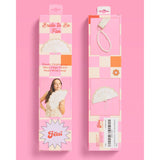 Bride to Be Fan packaging showing product details, wrist loop, and usage by model