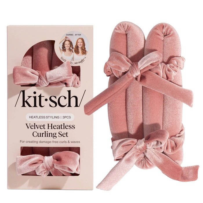 KITSCH | XL Velvet Heatless Hair Curler - Terracotta Pink