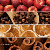 Gather Together candle ingredients: apples, cloves, orange slices, cinnamon sticks