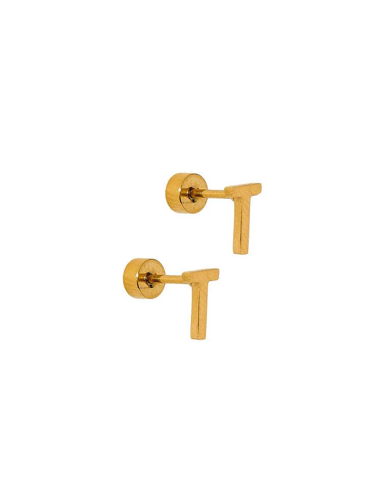 LINNY CO | Screwback Stud Earrings - Initial T
