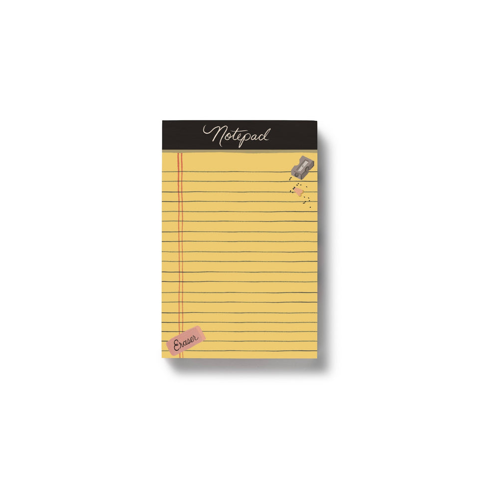 Rifle Paper Co. Class Notes Notepad with yellow lined pages and black header