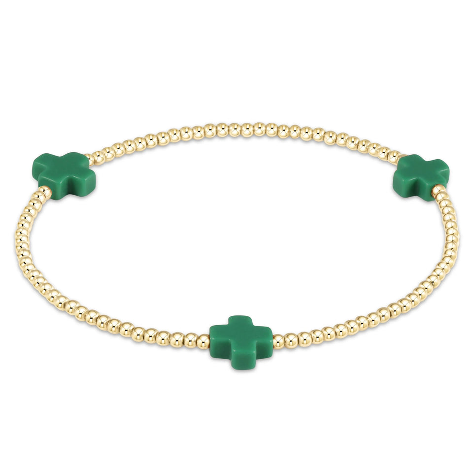 ENEWTON | Signature Cross 2mm Gold Bracelet - Emerald