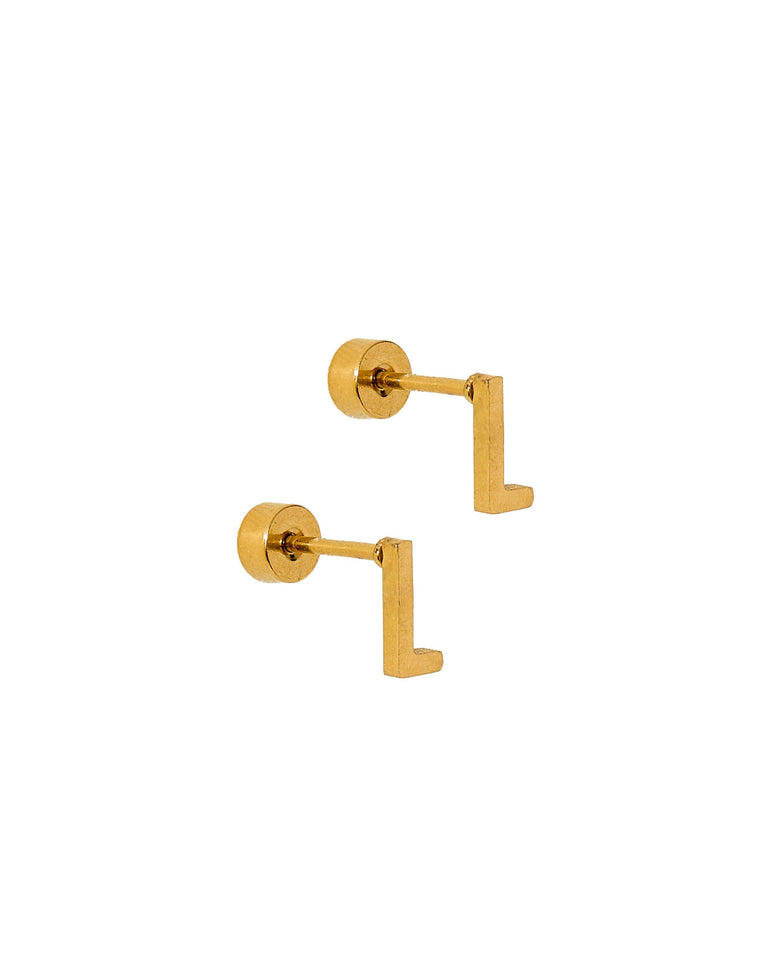 LINNY CO | Screwback Stud Earrings - Initial L