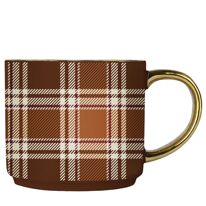 SWEET-WATER-DECOR-Brown-Plaid-Coffee-Mug