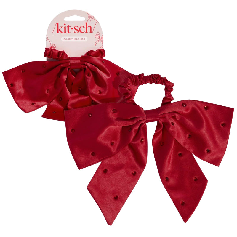 KITSCH | Satin & Rhinestone Bow Scrunchie