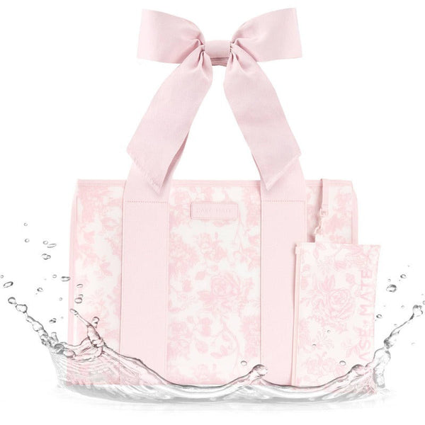 Case-Mate Afternoon Rosé pink floral bow jelly tote bag with water splash effect