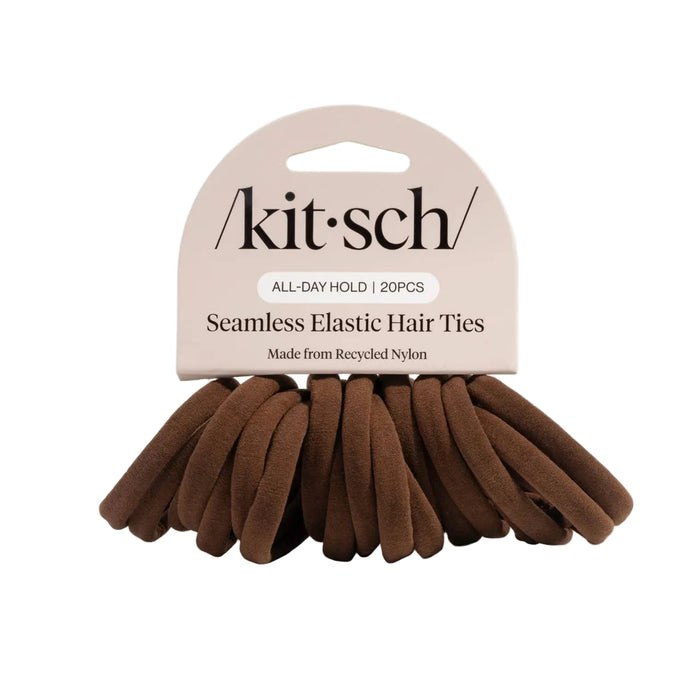KITSCH | Seamless Hair Elastics (20pc Set) - Chocolate