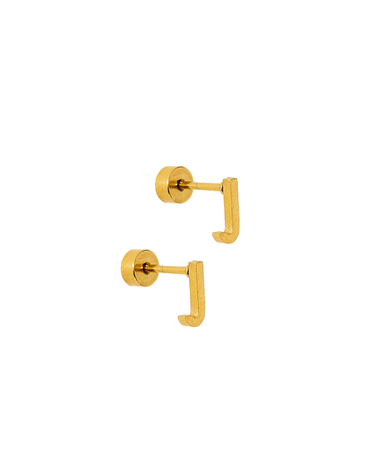 LINNY CO | Screwback Stud Earrings - Initial J